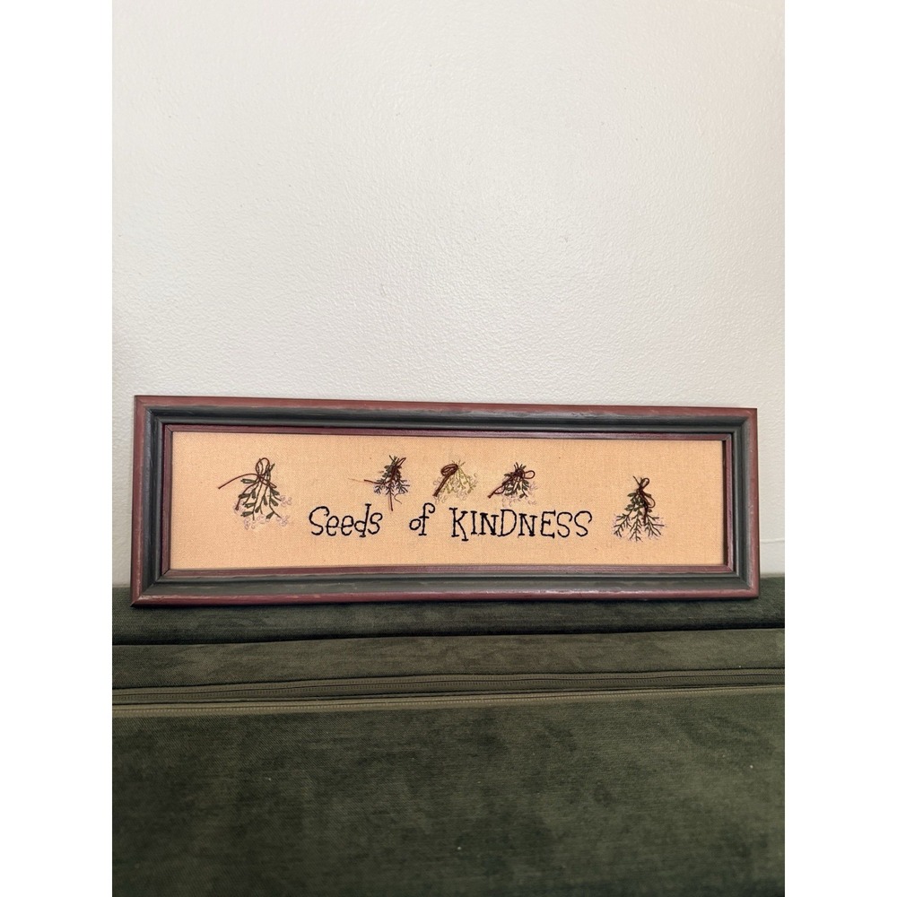 Seeds Of Kindness Wall Art Small Stitched Framed Farm‎ Country Flowers 6x18